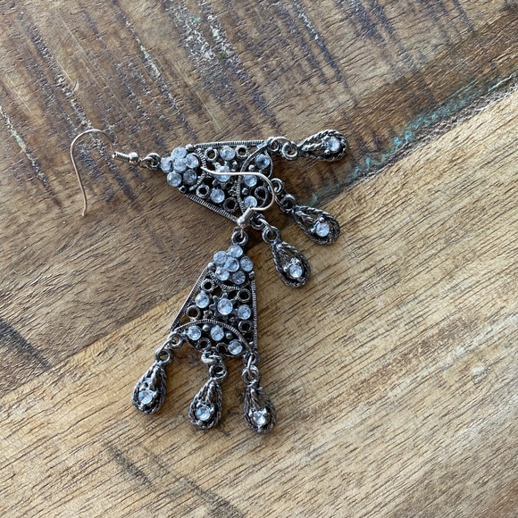 Dangle Earrings with Rhinestone Detail - Picture 2 of 2